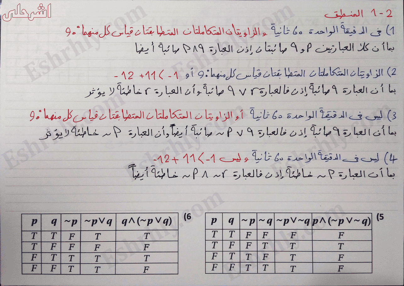 المنطق ثانوي درس اول بحث عن